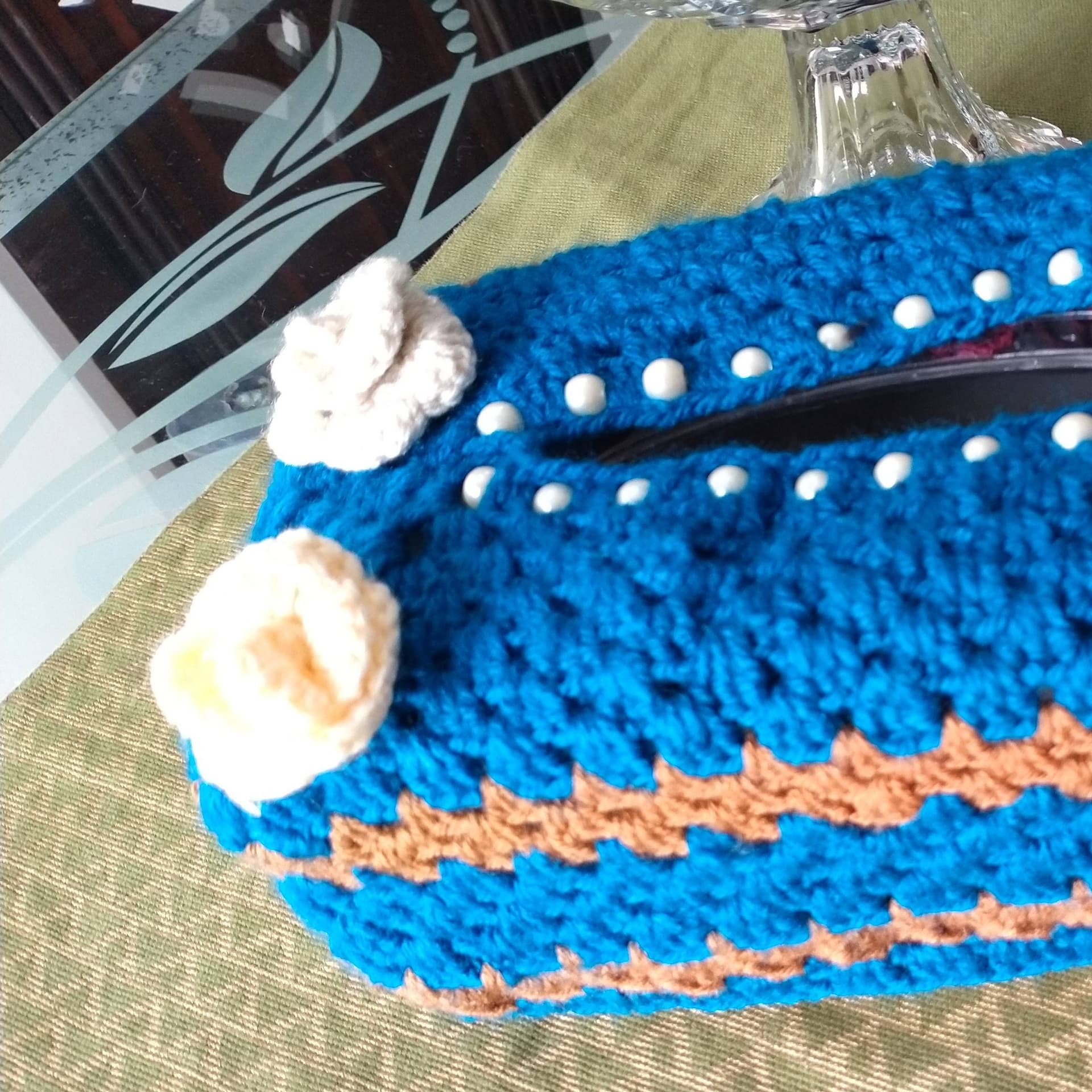 Handmade Woolen Blue Tissue Box Cover